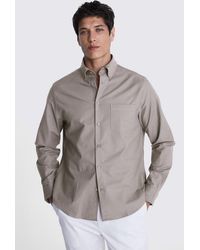 Moss - Dark Taupe Washed Oxford Shirt - Lyst