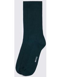 Moss - Evergreen Mercerised Ribbed Sock - Lyst