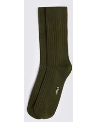 Moss - Khaki Mercerised Ribbed Sock - Lyst