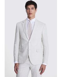 Moss - Slim Fit Stone Puppytooth Linen Suit Jacket - Lyst