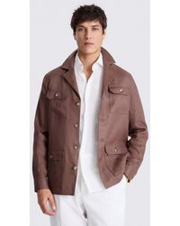 Moss - Mauve Twill Linen-Blend Shacket - Lyst