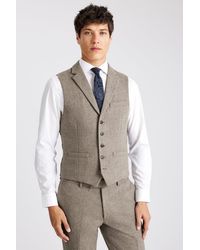 Moss - Slim Fit Stone Donegal Waistcoat - Lyst