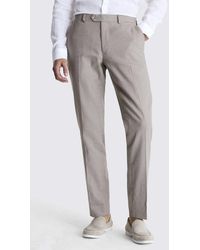 Moss - Slim Fit Taupe Matte Linen Trousers - Lyst