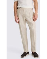 Moss - Neutral Delave Linen Pleated Trouser - Lyst