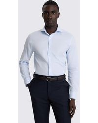 Moss - Tailored Fit Light Twill Stripe Cotton Shirt - Lyst