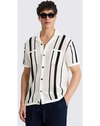 Moss - Stripe Open Knit Cotton Shirt - Lyst