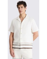 Moss - Stripe Cotton Cuban Collar Shirt - Lyst