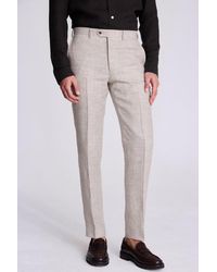 Moss - Tailored Fit Light Neutral Linen Trousers - Lyst