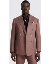 Moss - Slim Fit Mauve Twill Linen Suit Jacket - Lyst
