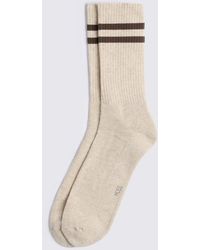 Moss - Oatmeal Melange Chocolate Stripe Socks - Lyst