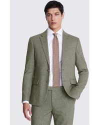 Moss - Slim Fit Sage Herringbone Tweed Suit Jacket - Lyst