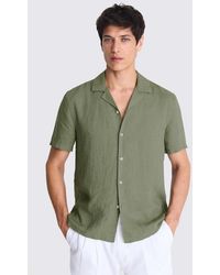 Moss - Tailored Fit Linen Cuban Collar Shirt - Lyst