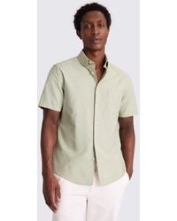 Moss - Sage Short Sleeve Washed Cotton Oxford Shirt - Lyst