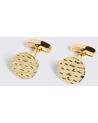 Moss - Textured Round Cufflinks - Lyst