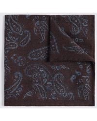 Tessitura bottinelli - Italian Burgundy & Light Wool Paisley Pocket Square - Lyst