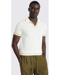 Moss - Off- Contrast Placket Skipper Polo Shirt - Lyst