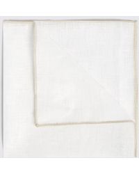 Moss - Linen Pocket Square With Neutral Border - Lyst