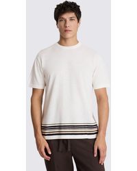 Moss - Off- Multi Stripe Linen-Blend T-Shirt - Lyst