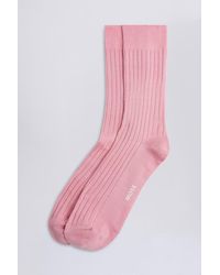 Moss - Pale Fine Ribbed Socks - Lyst