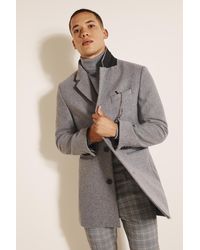 Moss London Slim Fit Light Gray Overcoat