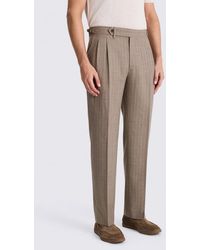 Moss - Taupe Stripe Pleated Wool Trousers - Lyst