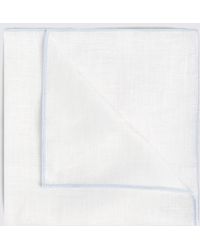 Moss - Linen Pocket Square With Sky Border - Lyst