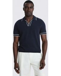 Moss - Contrast Placket Cotton Skipper Polo Shirt - Lyst