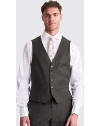 Moss - Regular Fit Charcoal Twill Waistcoat - Lyst