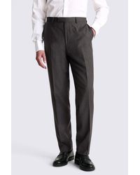 Moss - Regular Fit Charcoal Twill Trousers - Lyst