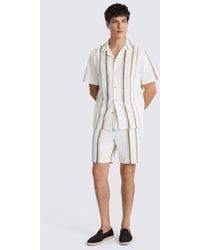 Moss - Taupe Stripe Cotton Shorts - Lyst