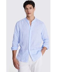 Moss - Sky Linen Grandad Collar Shirt - Lyst