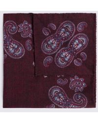 Tessitura bottinelli - Bottinelli Burgundy Paisley Wool Pocket Square - Lyst