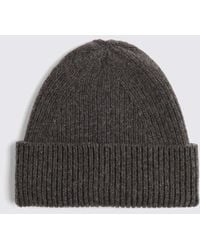 Moss - Charcoal Cashmere Blend Ribbed Beanie - Lyst