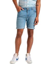 Lee Jeans Zipped And Buttoned Plain Shorts - Blue