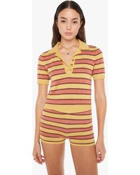 Mother - The Hot Under The Collar Top Mustard Brown Stripe - Lyst
