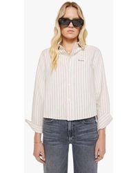 Mother - The Cropped Bestie Cream And Stripe Shirt - Lyst