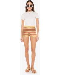 Mother - High Waisted Blissful Bootie Shorts Mustard Brown Stripe - Lyst
