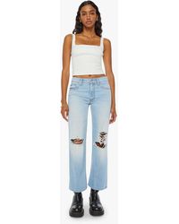 Mother - The Mid Rise Rambler Zip Flood Ripped Off Jeans - Lyst