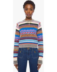 Mother - The Extra Crop Jumper Ivory Multi Stripe Shirt - Lyst
