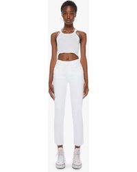 Mother - The Mid Rise Dazzler Ankle Step Fray Antique White Jeans - Lyst