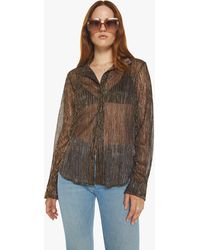 SPRWMN - Fitted Button Up Bronze Shirt - Lyst