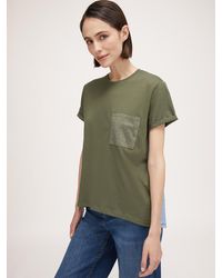 mötivi - T-shirt bimaterica con tasca strass - Lyst