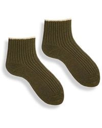 Lisa B Rib Shortie Socks - Olive - Green