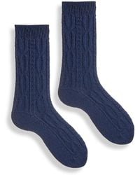 Lisa B Wool Cashmere Cable Crew - Navy - Blue
