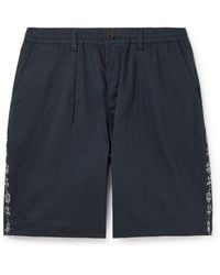 Universal Works - Straight-leg Embroidered Cotton-twill Shorts - Lyst