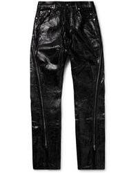Rick Owens - Bolan Banana Slim-Fit Flared Zip-Embellished Distressed Coated Jeans - Lyst