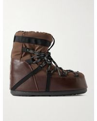 Moncler - Moon Boot Icon Low Gaiter Padded Shell And Leather Snow Boots - Lyst