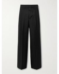 Ami Paris - Wide-Leg Pleated Virgin Wool-Gabardine Trousers - Lyst