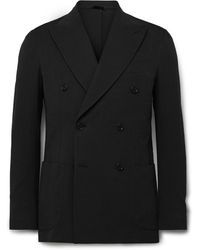 De Petrillo - Vesuvio Slim-Fit Double-Breasted Cotton-Blend Seersucker Suit Jacket - Lyst