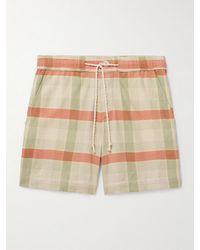 The Elder Statesman - Straight-Leg Checked Cashmere And Wool-Blend Drawstring Shorts - Lyst